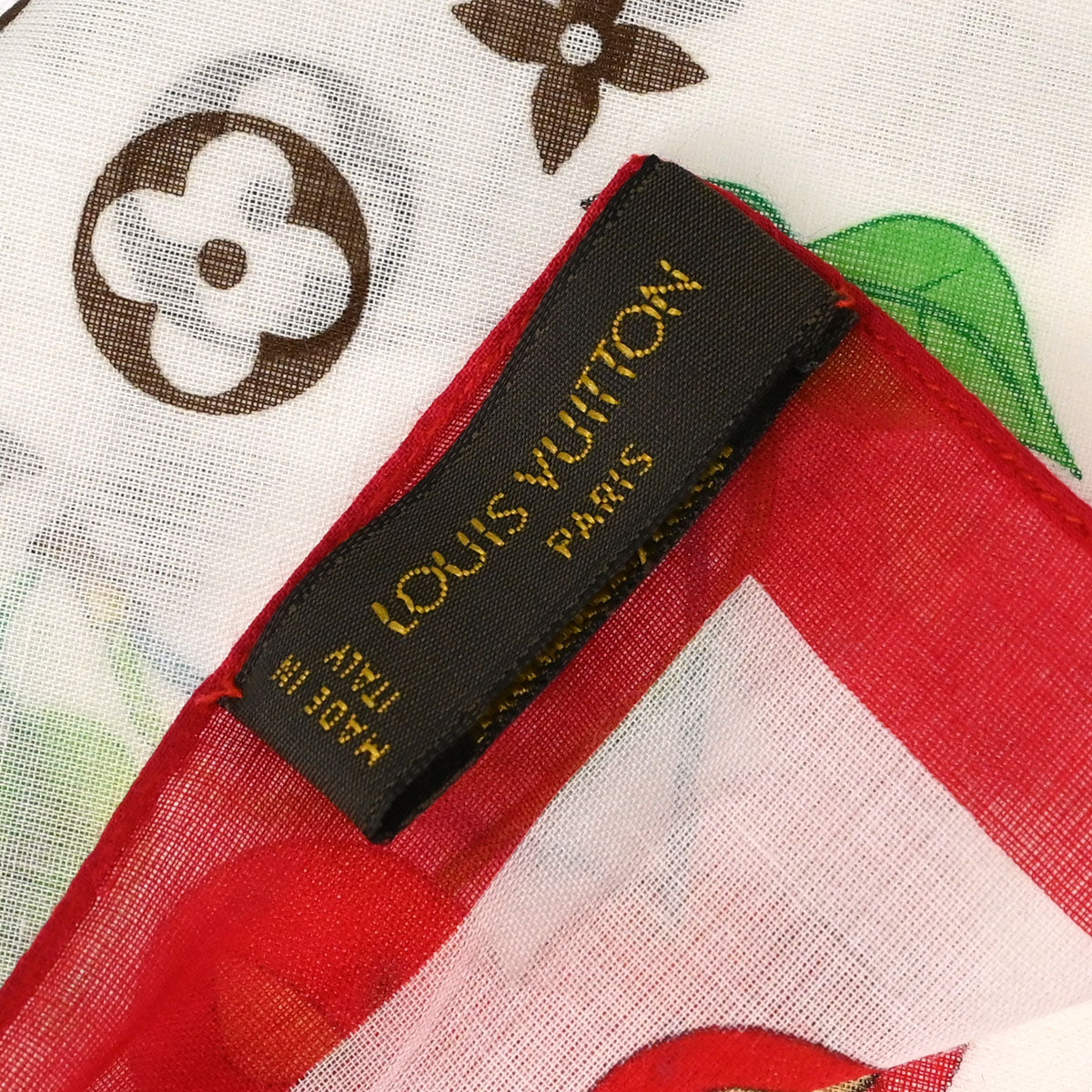 Louis Vuitton White Monogram Cherry Scarf 55 Small Good