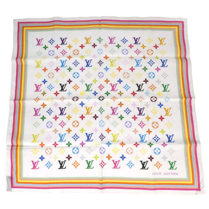 Louis Vuitton White Monogram Multicolor Scarf M71911 Small Good