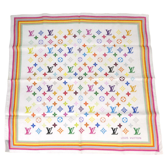 Louis Vuitton White Monogram Multicolor Scarf M71911 Small Good