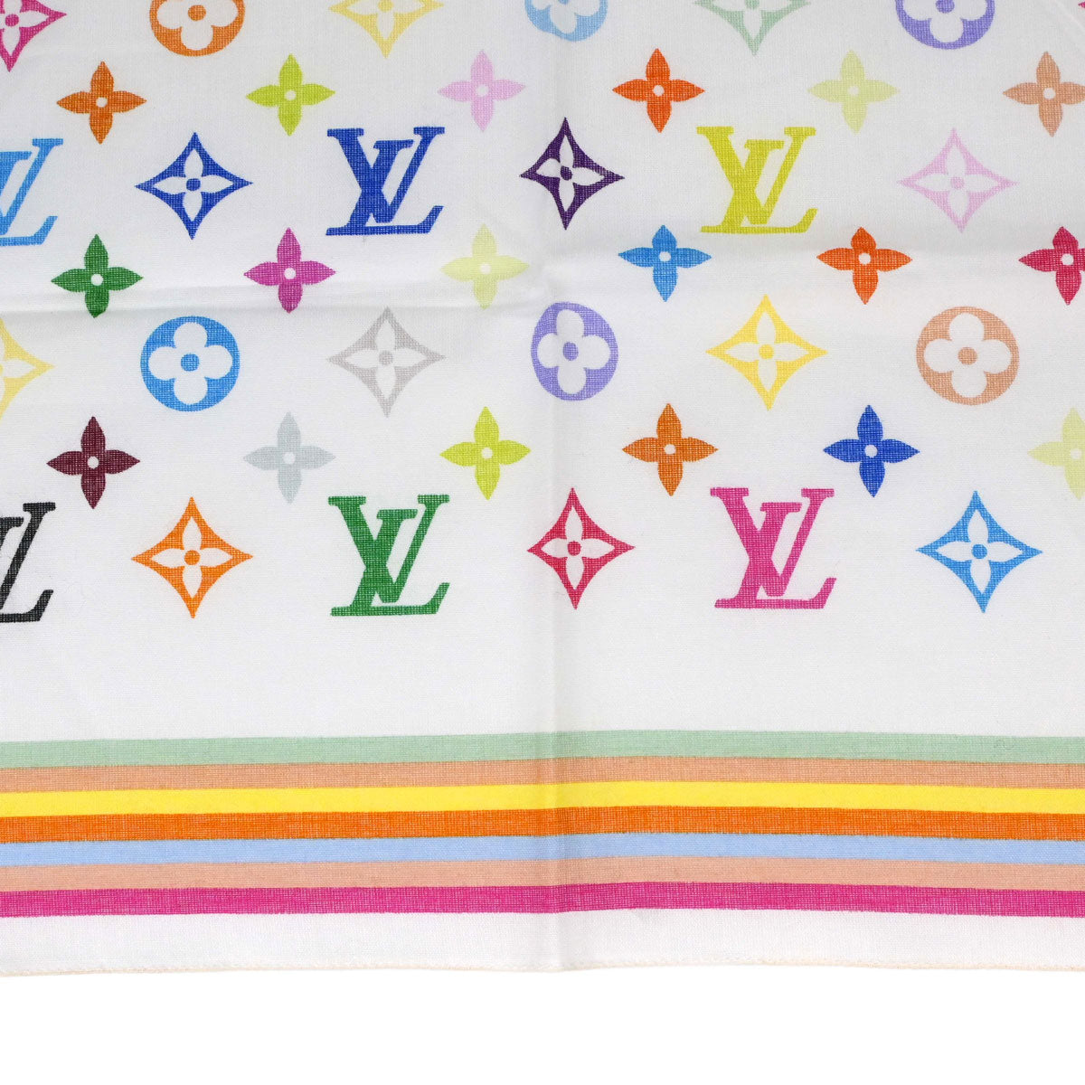 Louis Vuitton White Monogram Multicolor Scarf M71911 Small Good
