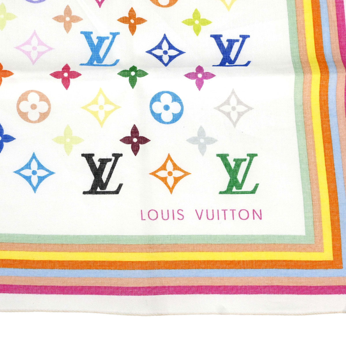 Louis Vuitton White Monogram Multicolor Scarf M71911 Small Good