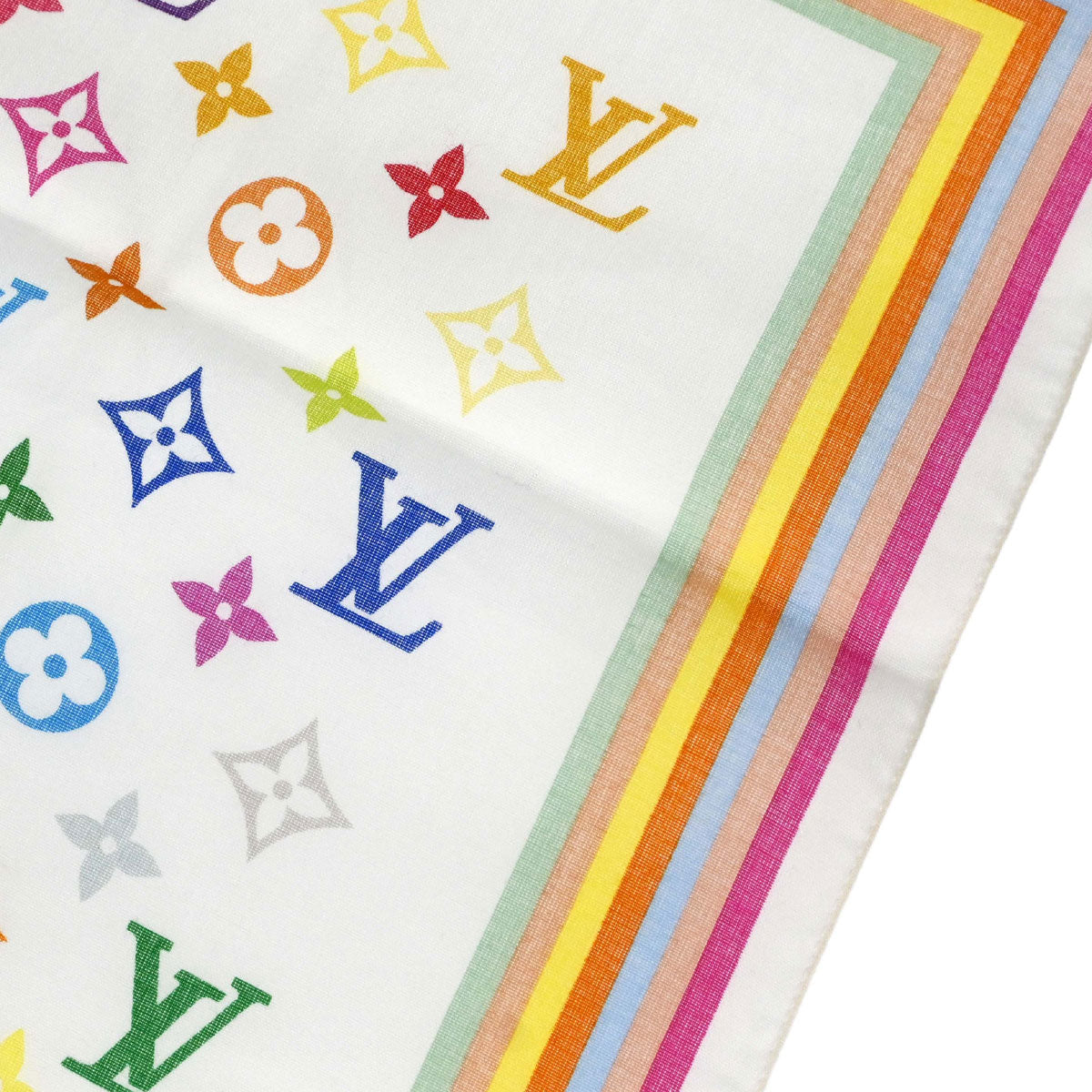 Louis Vuitton White Monogram Multicolor Scarf M71911 Small Good