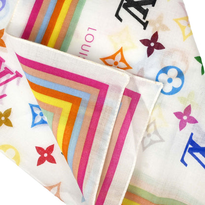 Louis Vuitton White Monogram Multicolor Scarf M71911 Small Good