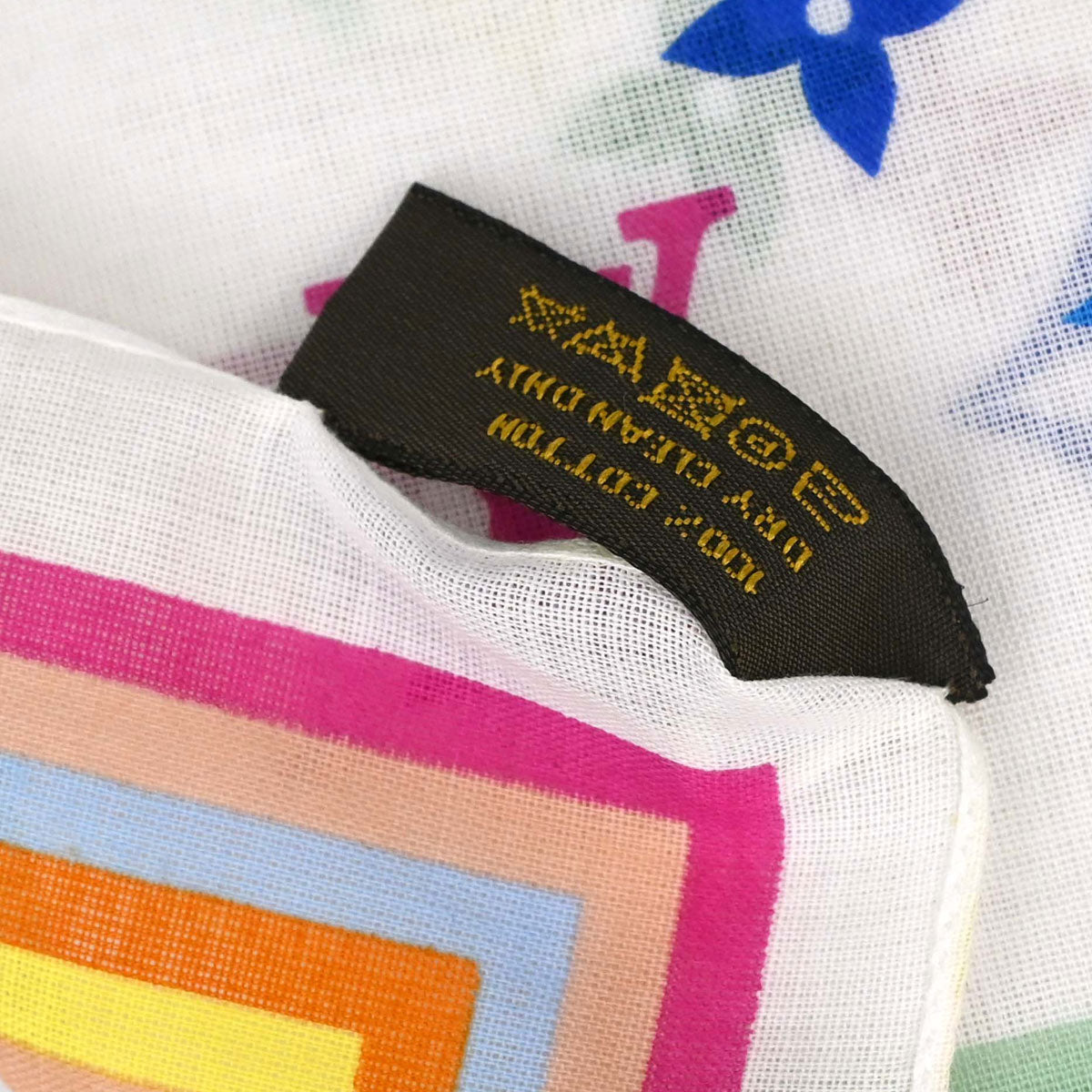 Louis Vuitton White Monogram Multicolor Scarf M71911 Small Good