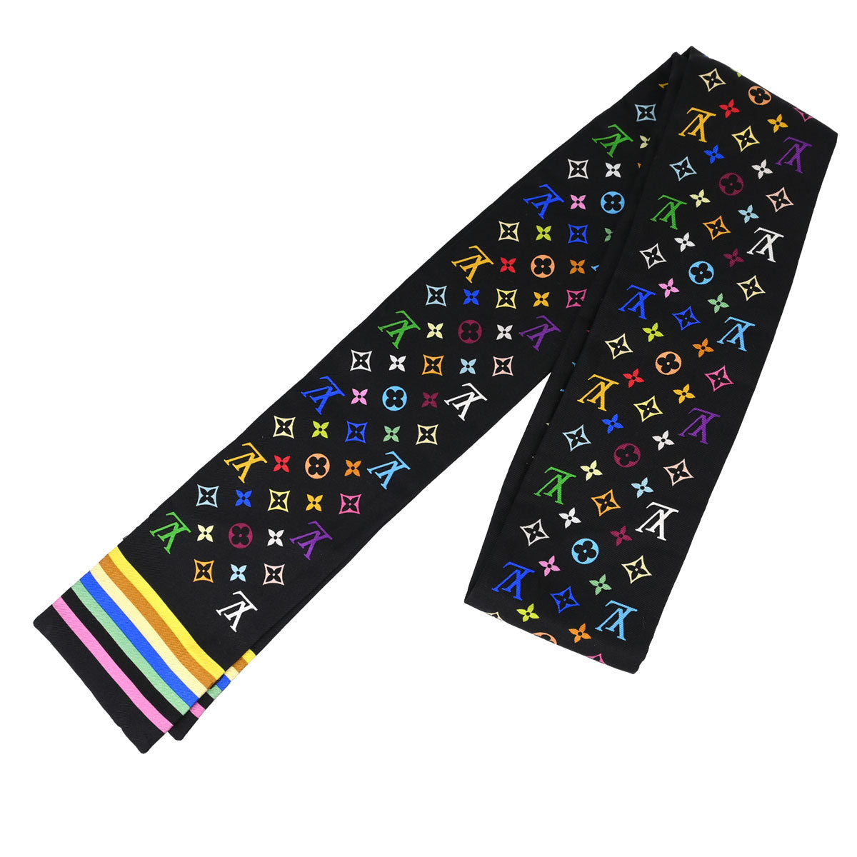 Louis Vuitton Black Multicolor Bandeau Scarf M71992 Small Good