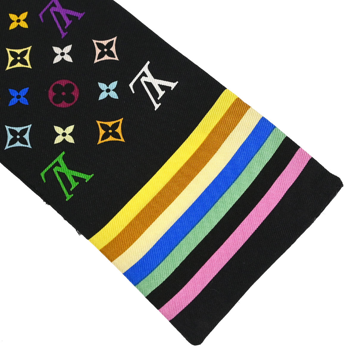 Louis Vuitton Black Multicolor Bandeau Scarf M71992 Small Good