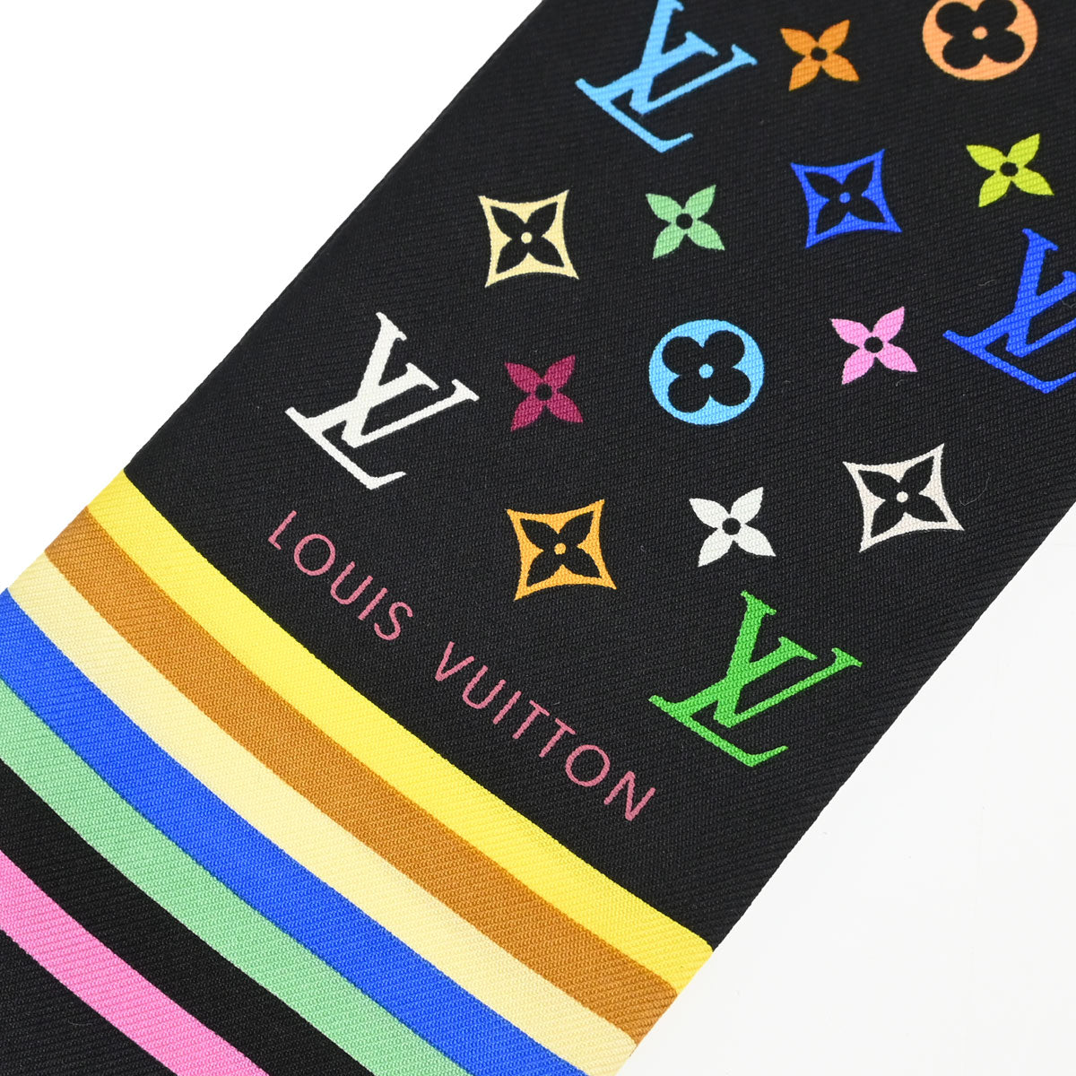 Louis Vuitton Black Multicolor Bandeau Scarf M71992 Small Good