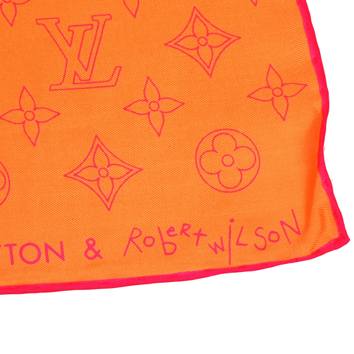 Louis Vuitton Orange Monogram Logo Neon Color Scarf Small Good