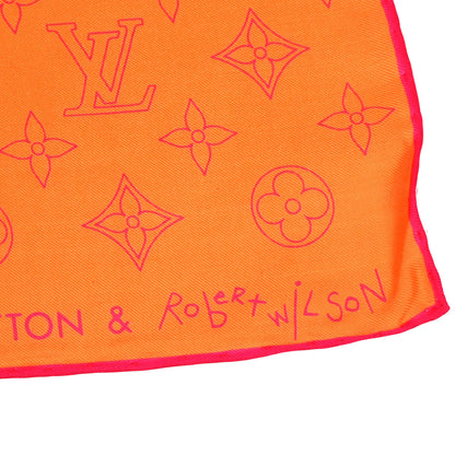 Louis Vuitton Orange Monogram Logo Neon Color Scarf Small Good