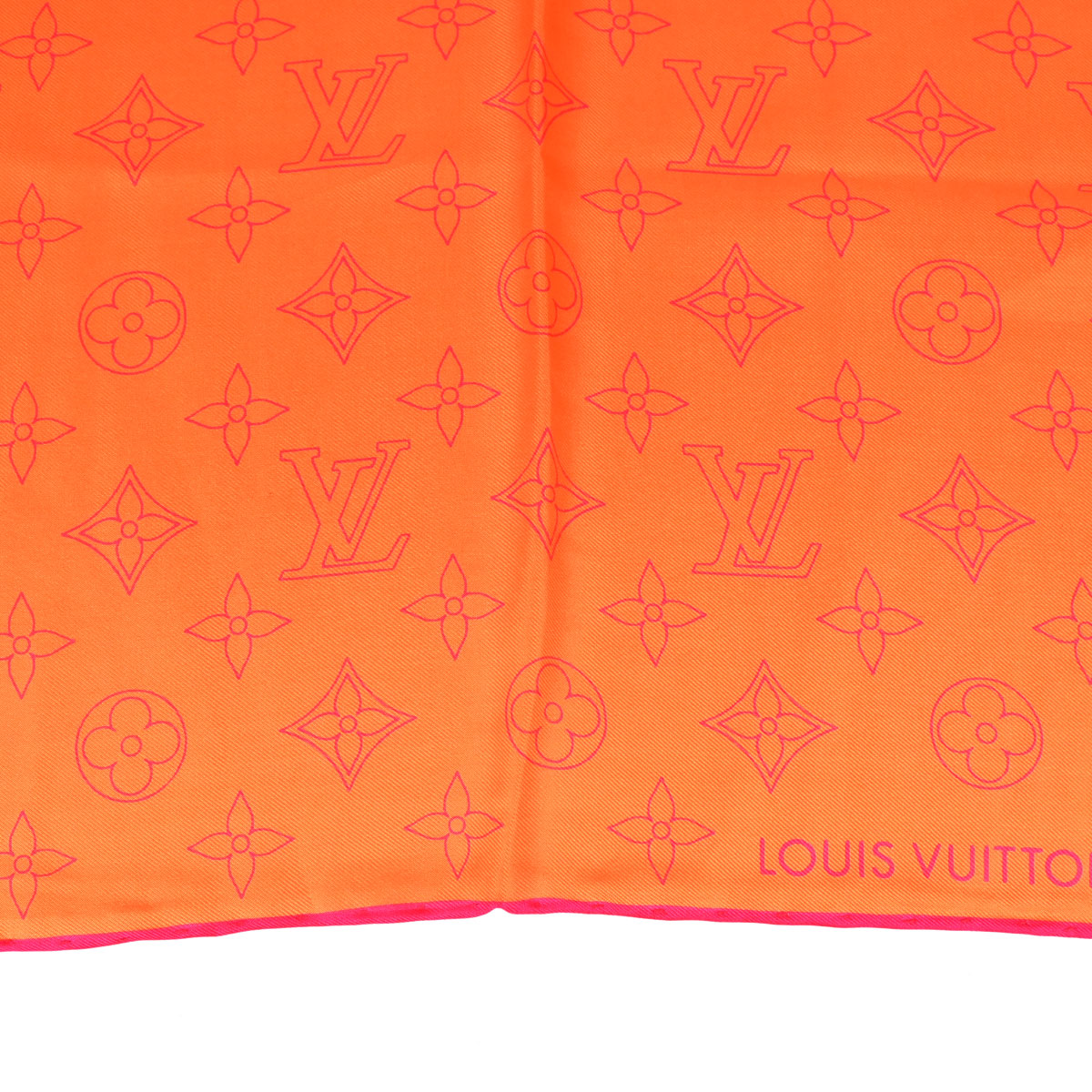 Louis Vuitton Orange Monogram Logo Neon Color Scarf Small Good
