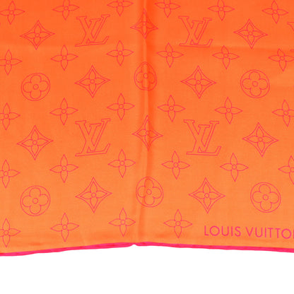 Louis Vuitton Orange Monogram Logo Neon Color Scarf Small Good