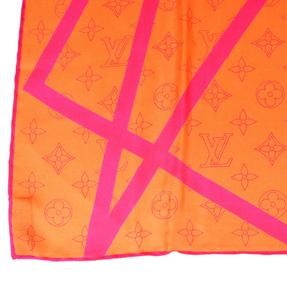 Louis Vuitton Orange Monogram Logo Neon Color Scarf Small Good