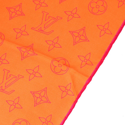 Louis Vuitton Orange Monogram Logo Neon Color Scarf Small Good