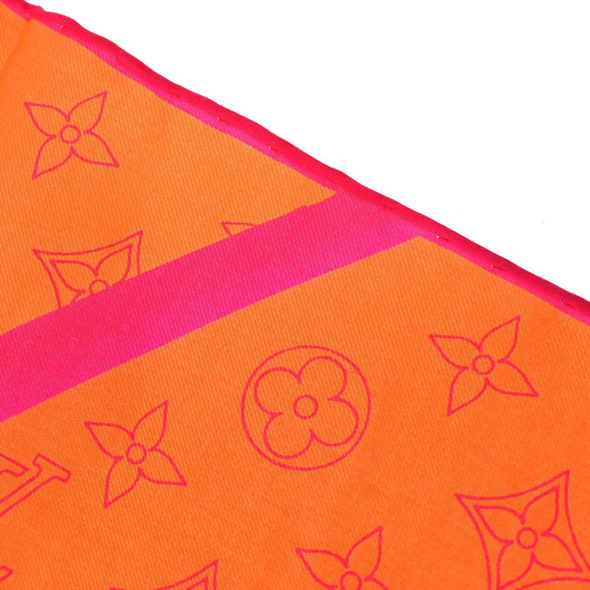Louis Vuitton Orange Monogram Logo Neon Color Scarf Small Good