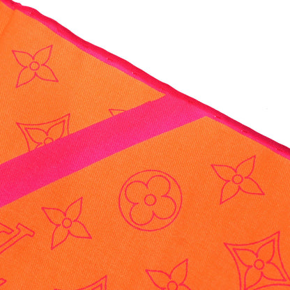 Louis Vuitton Orange Monogram Logo Neon Color Scarf Small Good