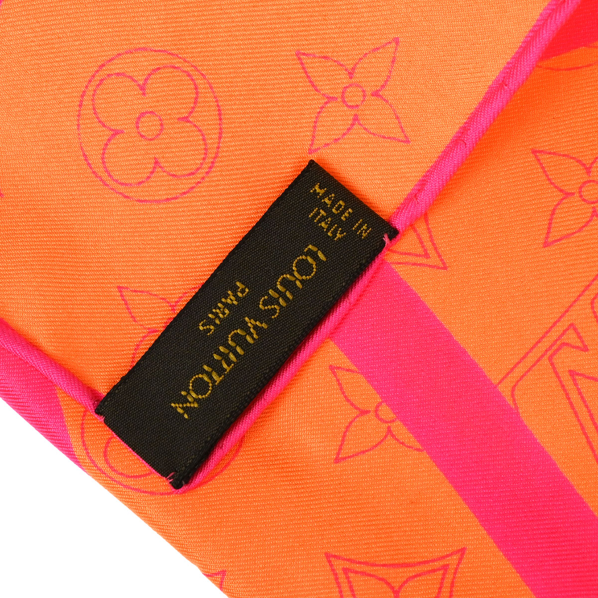 Louis Vuitton Orange Monogram Logo Neon Color Scarf Small Good