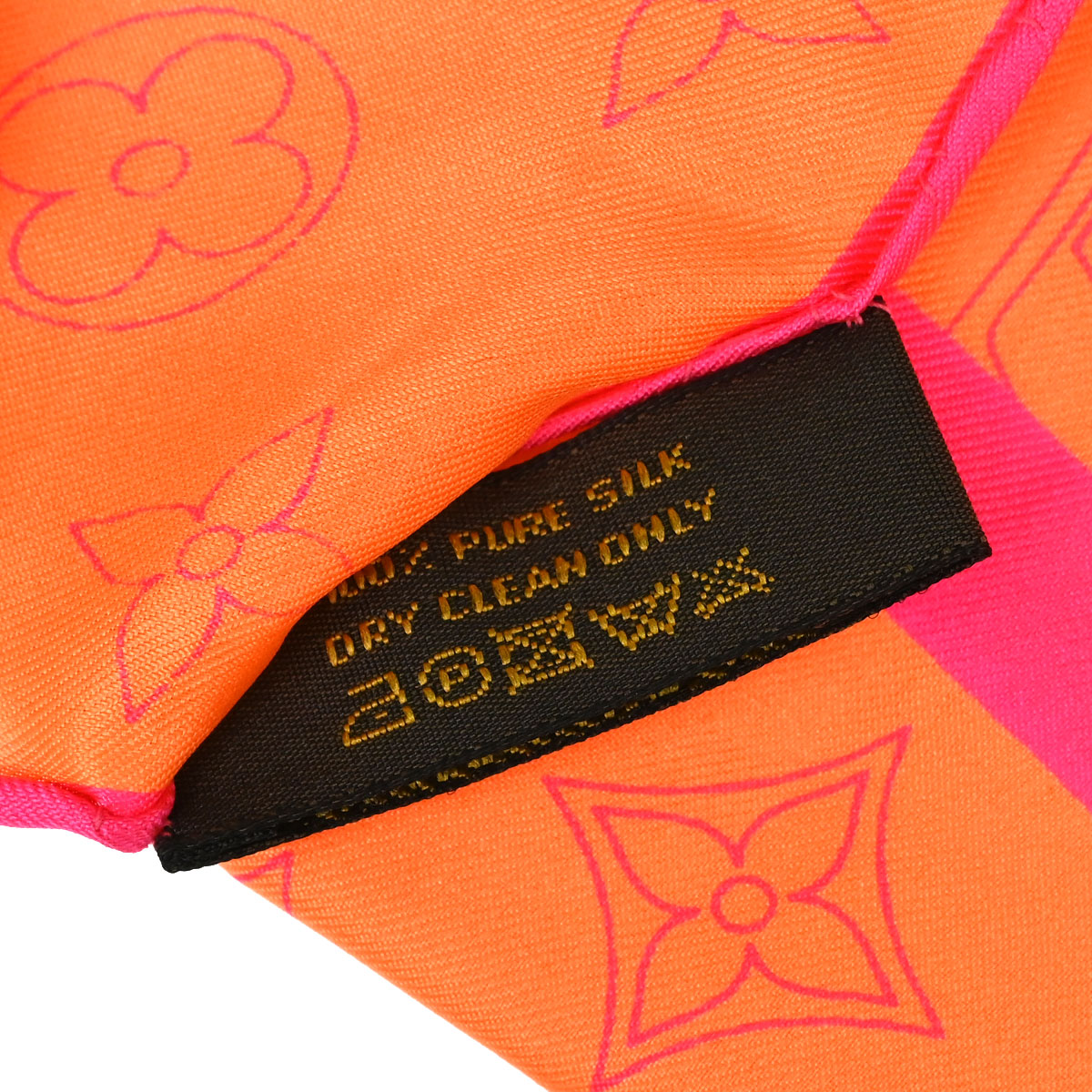 Louis Vuitton Orange Monogram Logo Neon Color Scarf Small Good