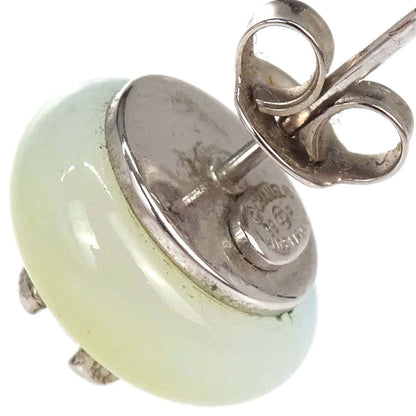 Chanel Button Pierced Earrings Acrylic Blue Yellow Silver 99P