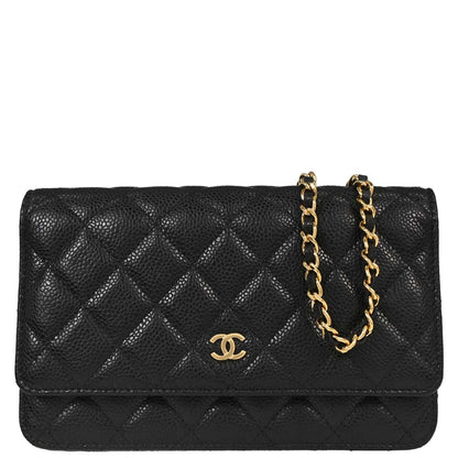 Chanel Black Caviar Skin Classic WOC Wallet on Chain Shoulder Bag