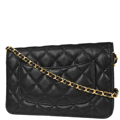 Chanel Black Caviar Skin Classic WOC Wallet on Chain Shoulder Bag