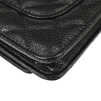 Chanel Black Caviar Skin Classic WOC Wallet on Chain Shoulder Bag