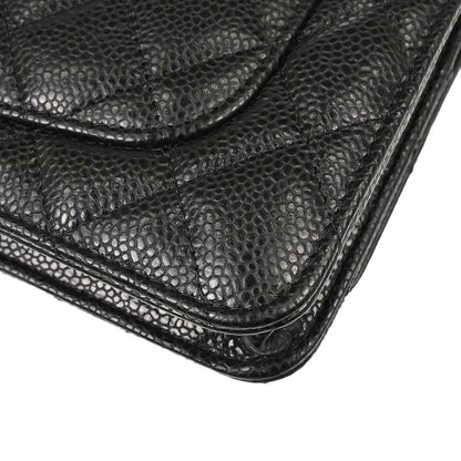 Chanel Black Caviar Skin Classic WOC Wallet on Chain Shoulder Bag
