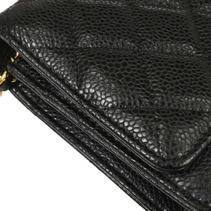 Chanel Black Caviar Skin Classic WOC Wallet on Chain Shoulder Bag