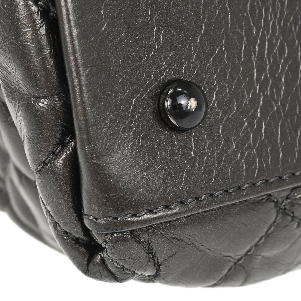 Chanel 2012 Metallic Gray Calfskin Chain Me Tote Handbag