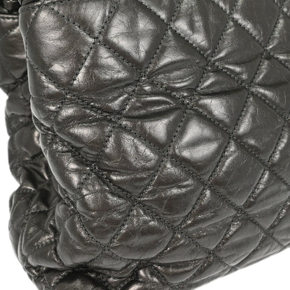 Chanel 2012 Metallic Gray Calfskin Chain Me Tote Handbag