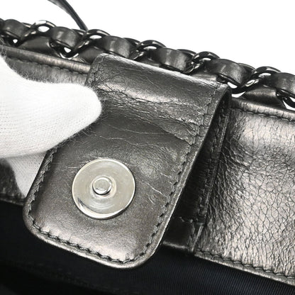 Chanel 2012 Metallic Gray Calfskin Chain Me Tote Handbag