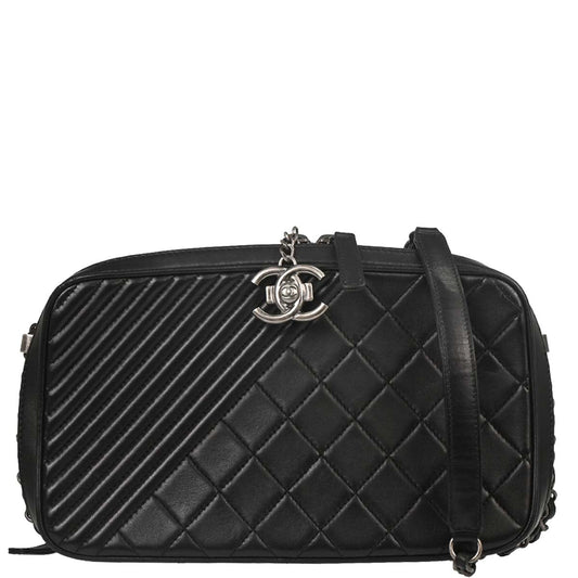 Chanel Black Lambskin Coco Boy Camera Bag Small