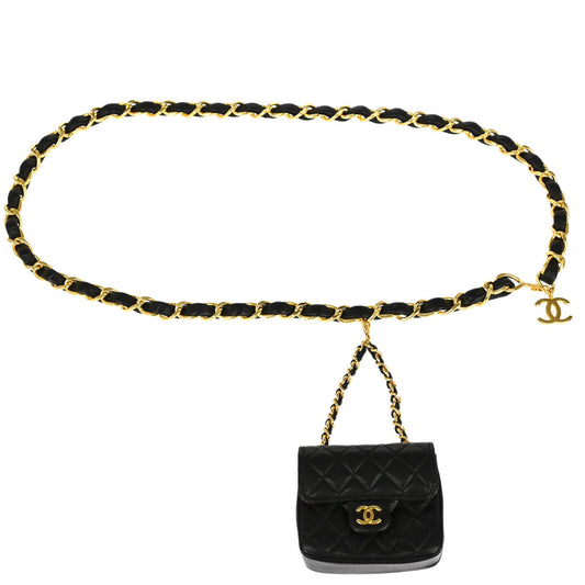 Chanel Black Lambskin Classic Flap Micro Bum Belt Bag