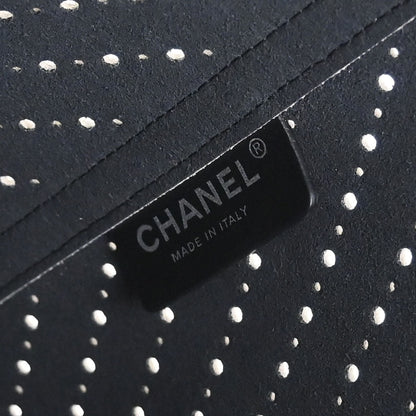 Chanel White Perforated Caviar Skin Chevron Shopping Tote Bag Handbag