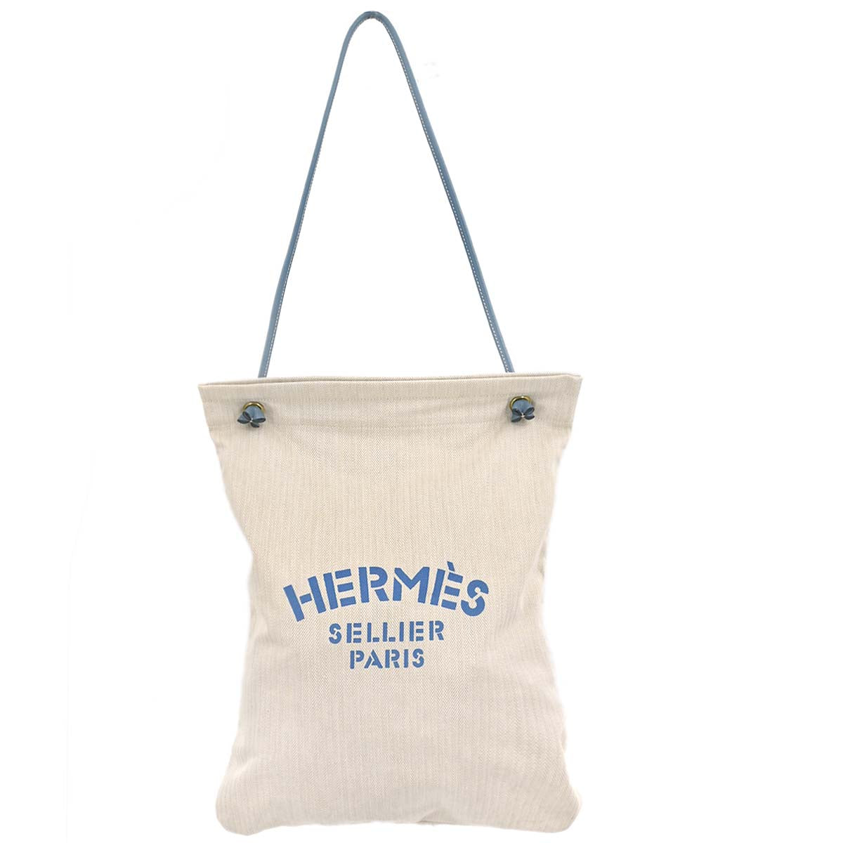 Hermes Beige Blue Jean Toile Chevrons Aline GM Shoulder Bag