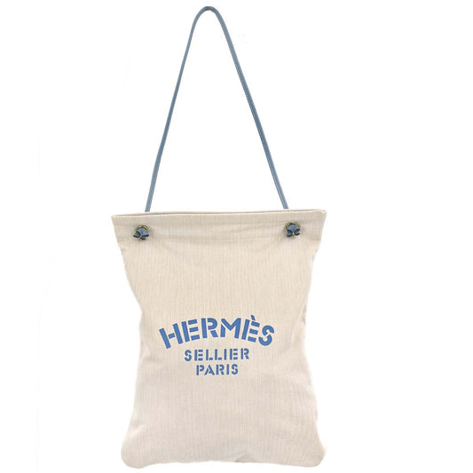Hermes Beige Blue Jean Toile Chevrons Aline GM Shoulder Bag