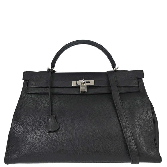 Hermes Black Togo Kelly 40 Retourne 2way Shoulder Handbag