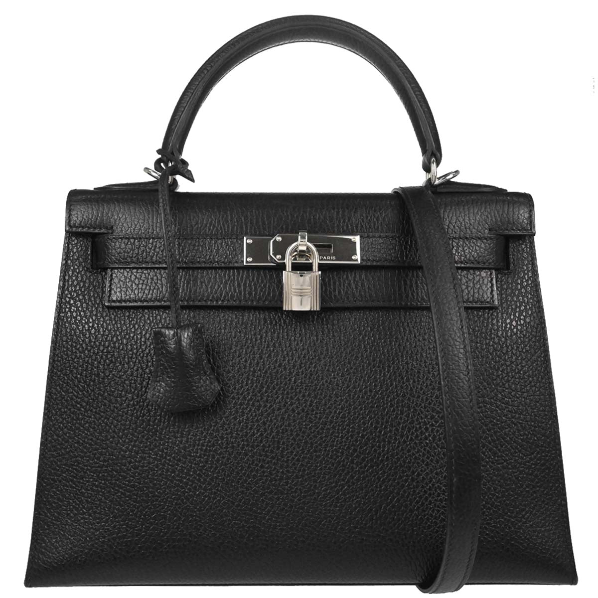 Hermes Black Vache Liegee Kelly 28 Sellier 2way Shoulder Handbag