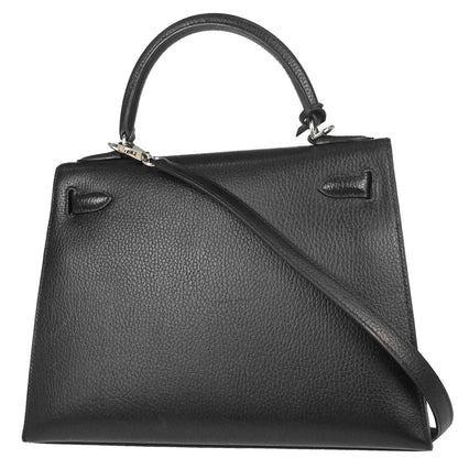 Hermes Black Vache Liegee Kelly 28 Sellier 2way Shoulder Handbag