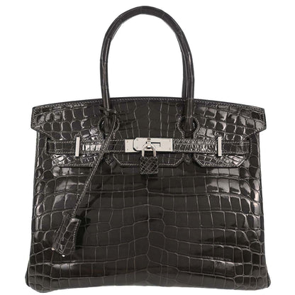 Hermes * Gris Fonce Niloticus Birkin 30 Handbag