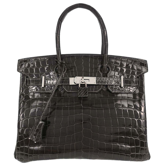 Hermes * Gris Fonce Niloticus Birkin 30 Handbag