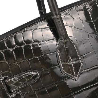 Hermes * Gris Fonce Niloticus Birkin 30 Handbag
