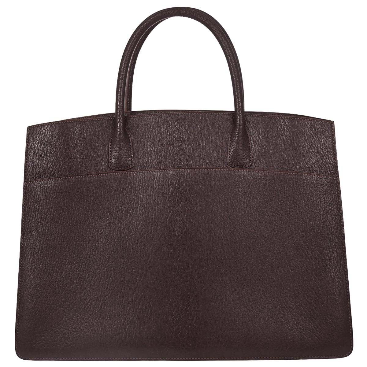 Hermes Havane Chevre Coromandel White Bus GM Tote Bag