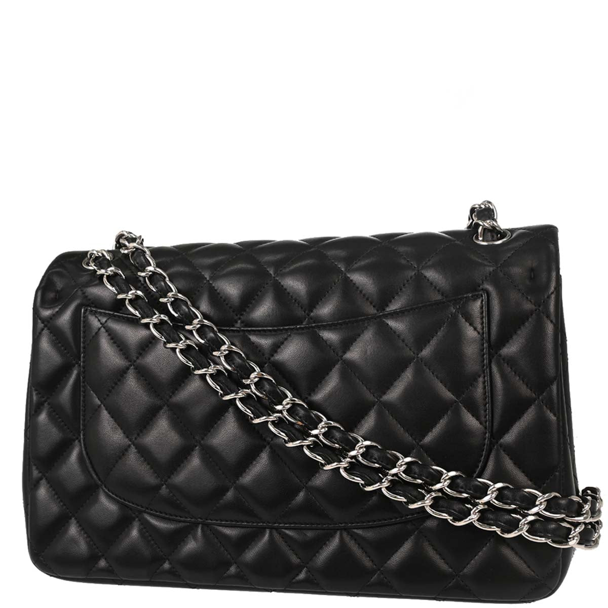 Chanel 2012 Black Lambskin Jumbo Classic Double Flap Shoulder Bag