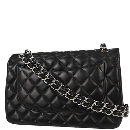 Chanel 2012 Black Lambskin Jumbo Classic Double Flap Shoulder Bag