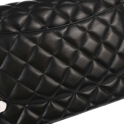 Chanel 2012 Black Lambskin Jumbo Classic Double Flap Shoulder Bag