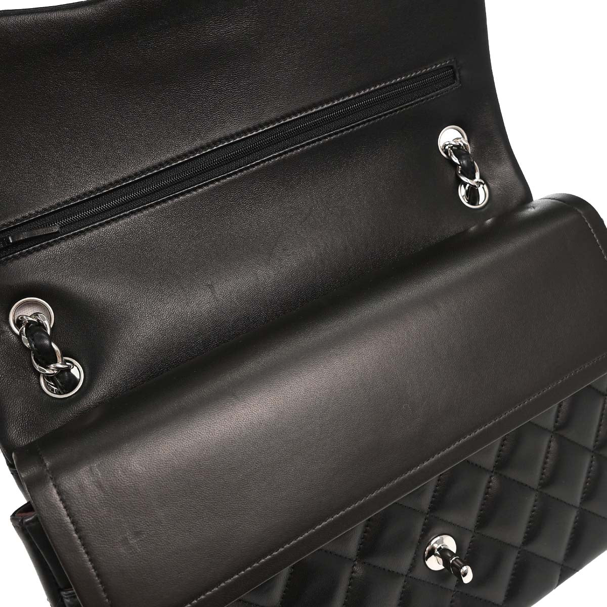 Chanel 2012 Black Lambskin Jumbo Classic Double Flap Shoulder Bag