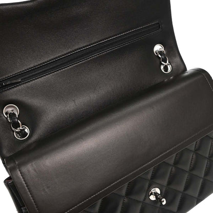 Chanel 2012 Black Lambskin Jumbo Classic Double Flap Shoulder Bag