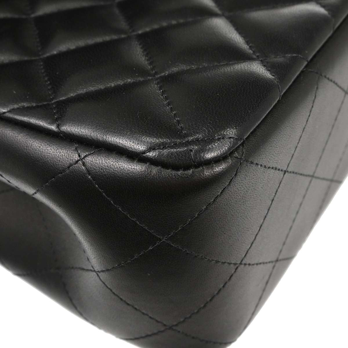Chanel 2012 Black Lambskin Jumbo Classic Double Flap Shoulder Bag