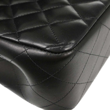 Chanel 2012 Black Lambskin Jumbo Classic Double Flap Shoulder Bag