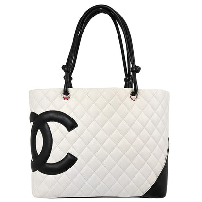 Chanel 2005-2006 White Calfskin Cambon Ligne Tote Handbag
